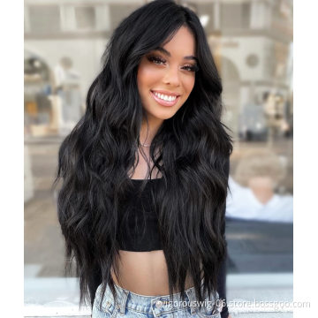Free Sample Top Quality Lace Front Synthetic Wig Heat Resistant Long Body Wave Lace Frontal Synthetic Hair Wigs Vendor Price